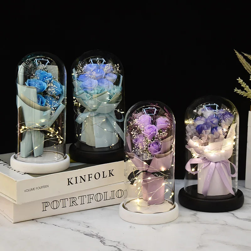 LED Rose Gift - Eternal Flower in Glass Dome | Mother’s Valentine’s Day Birthday Gift