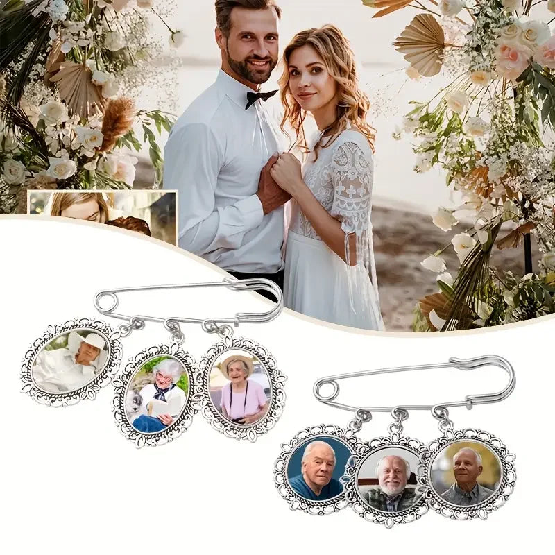 Personalised custom round/oval wedding dress accessories bouquet pendant wedding memorial decorations