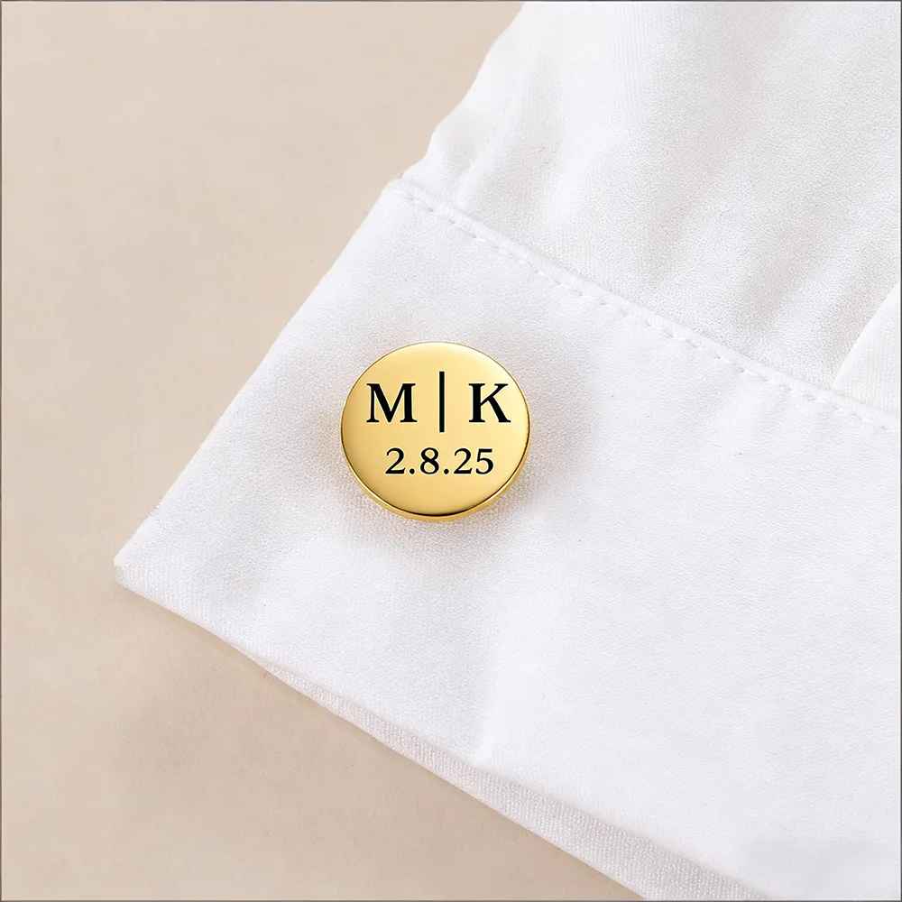 Personalized Engraved Cufflinks for Men – Monogram Initial & Date