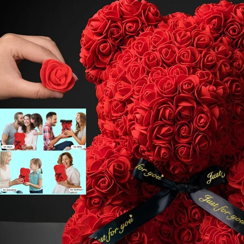 Rose Bear Gift - Eternal Flower Teddy Bear Romantic Decoration Mothers Day Gift