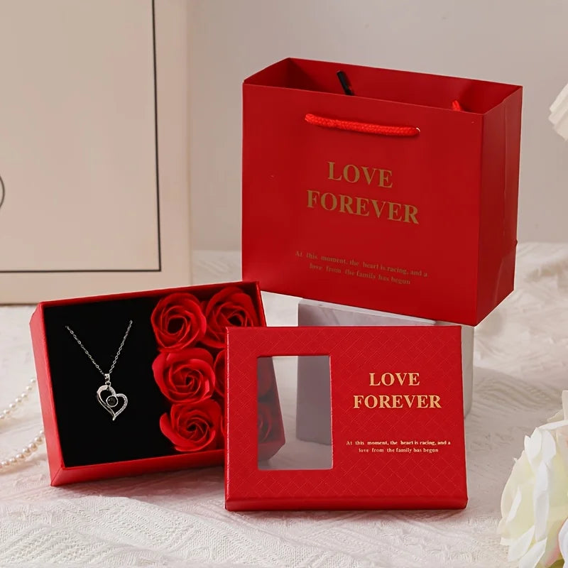 Rose Gift Box Set - 6 Roses with Window Box & Tote Bag