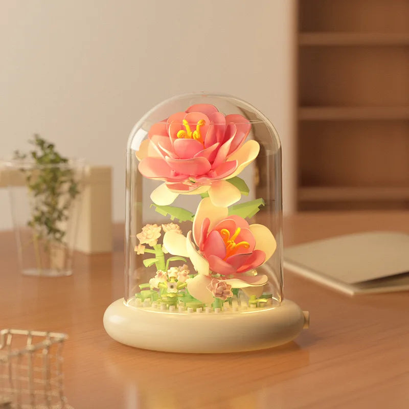 2026 Valentine's Day Gift Handmade Assembly of Building Blocks Flowers Roses Couple Gift Birthday Desktop Decoration Ornament