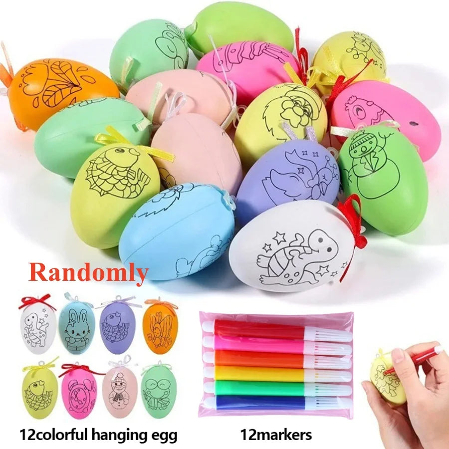 DIY Painting Easter Eggs with Colorful Paint Pens - Easter Egg Decorating Kit for Kids