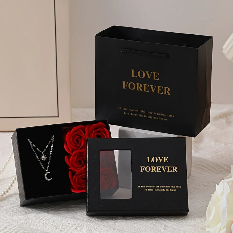 Rose Gift Box Set - 6 Roses with Window Box & Tote Bag