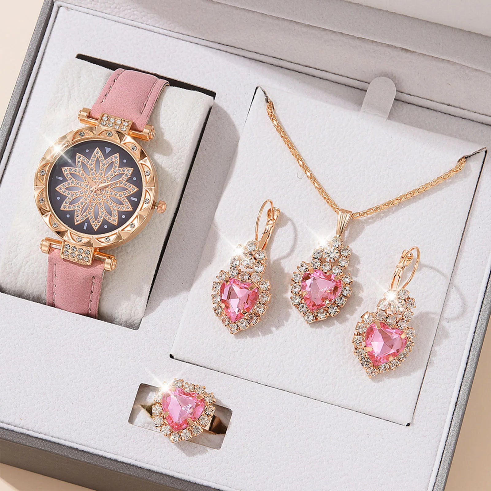 Watches Sets Gifts for Women Crystal Bling Wristwatch Jewelry Kit Gift for Mom Wife Girlfriend