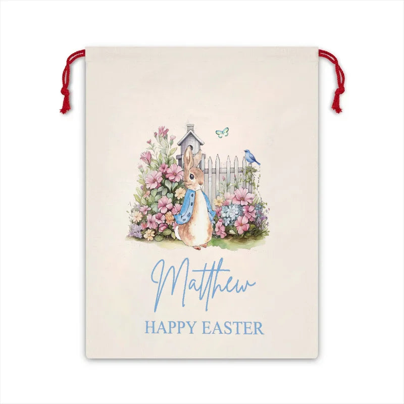 Personalized Easter Bunny Basket - Custom Name Easter Bag for Kids | Reusable Easter Egg Hunt Tote