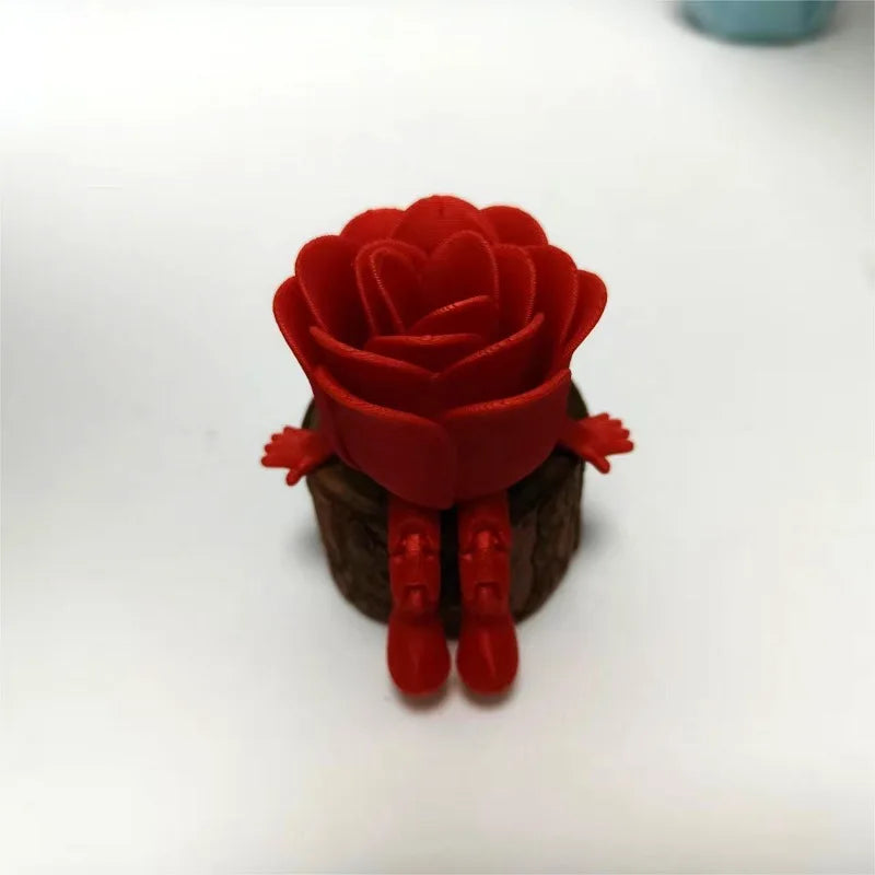 3D Printed Rose Figurine Gift - Valentine's Day Romantic Desk Decor