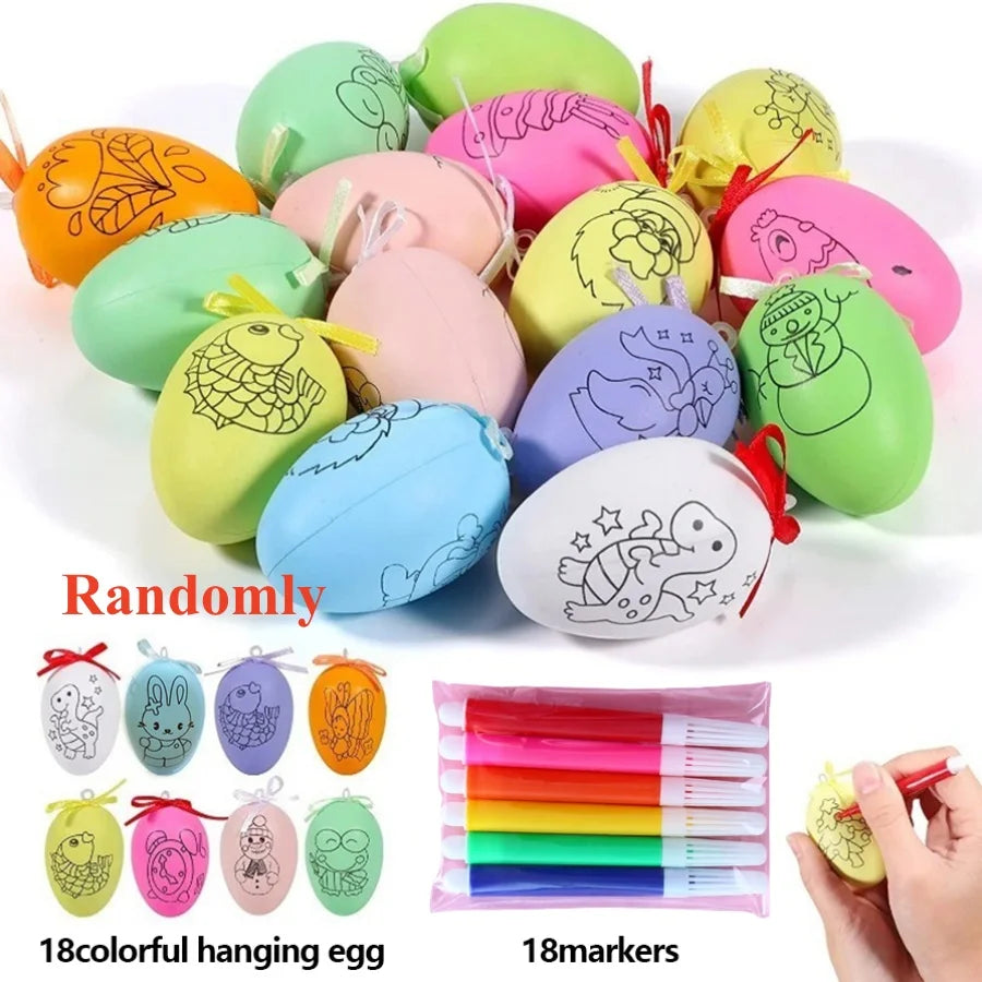 DIY Painting Easter Eggs with Colorful Paint Pens - Easter Egg Decorating Kit for Kids