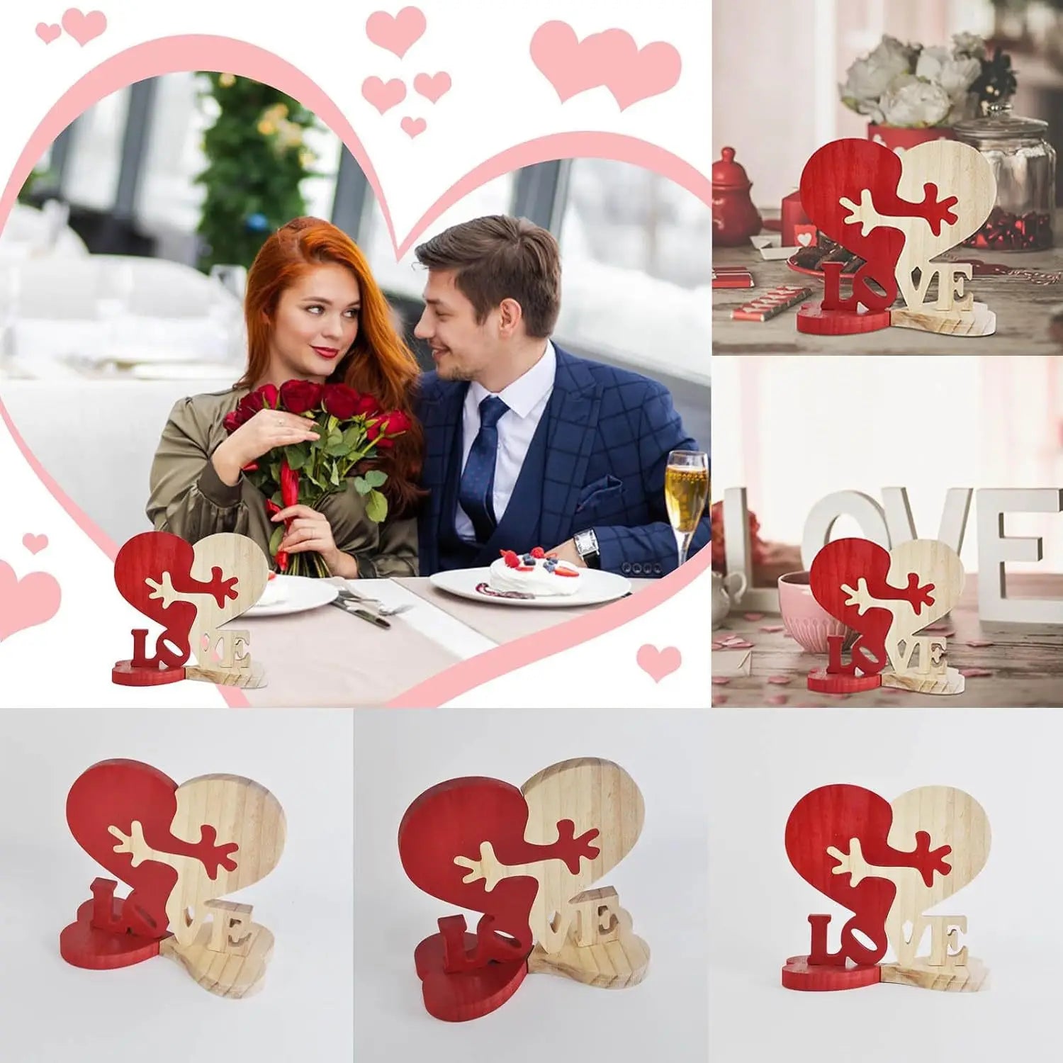 Wooden Heart Ornament Gift - Handmade Wedding Decoration, Valentine