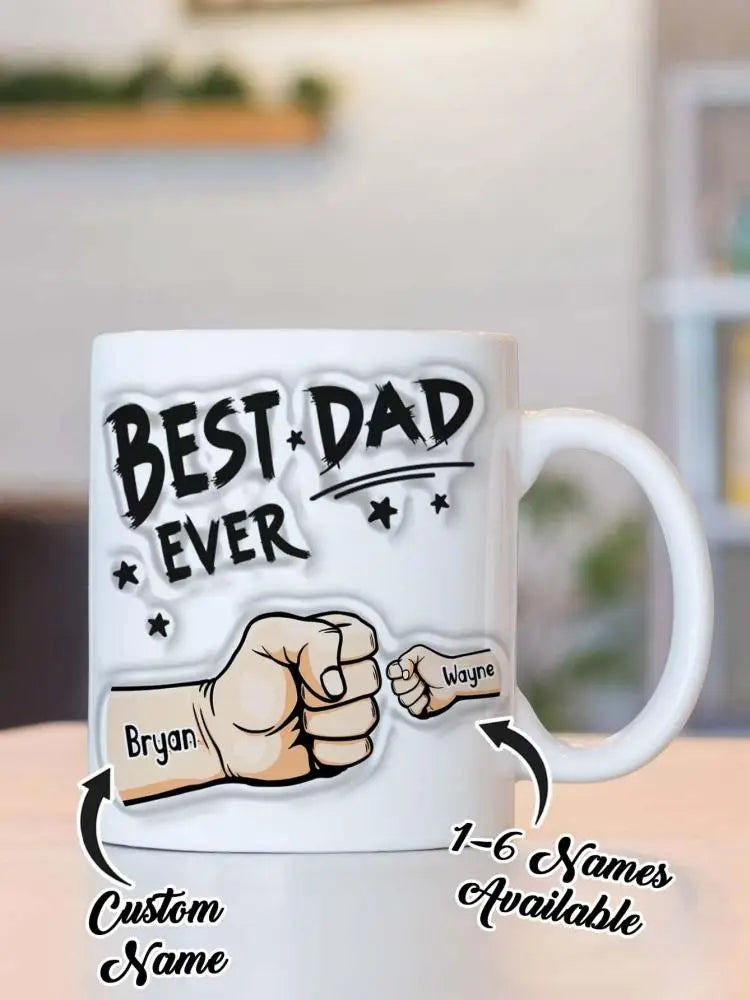 Personalized Dad 11oz 3D Mug for Father's Day Custom Name Coffee Cup with 3D Text Effect8