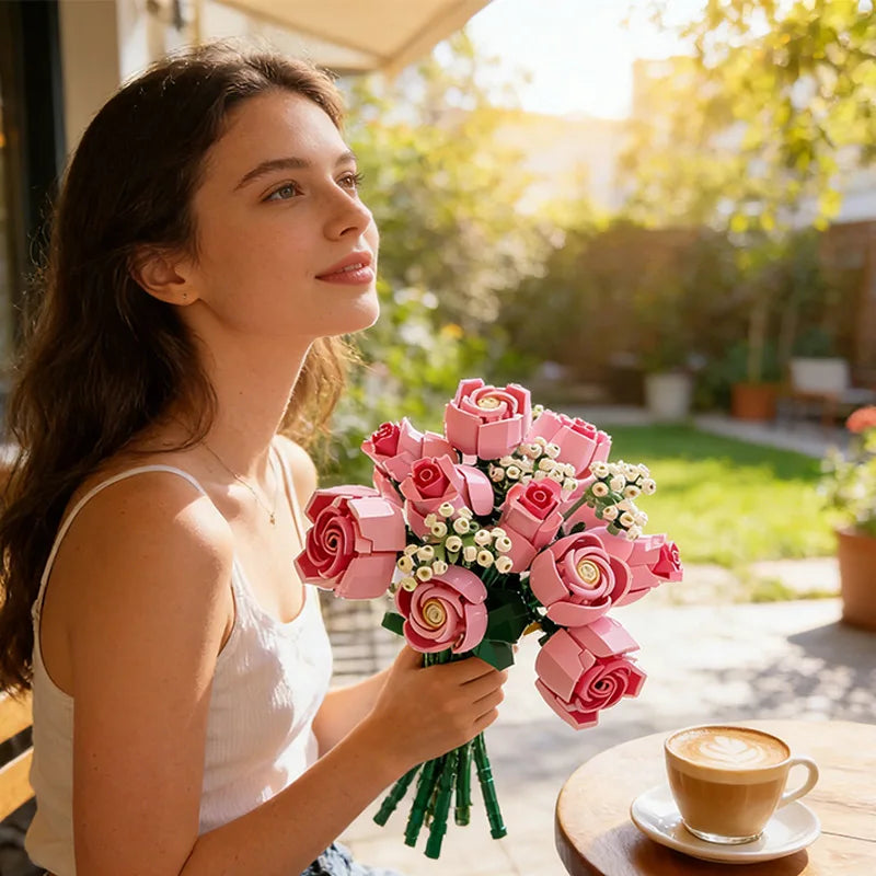 Building Block Rose Bouquet - Mother's Day & Christmas Gift Set