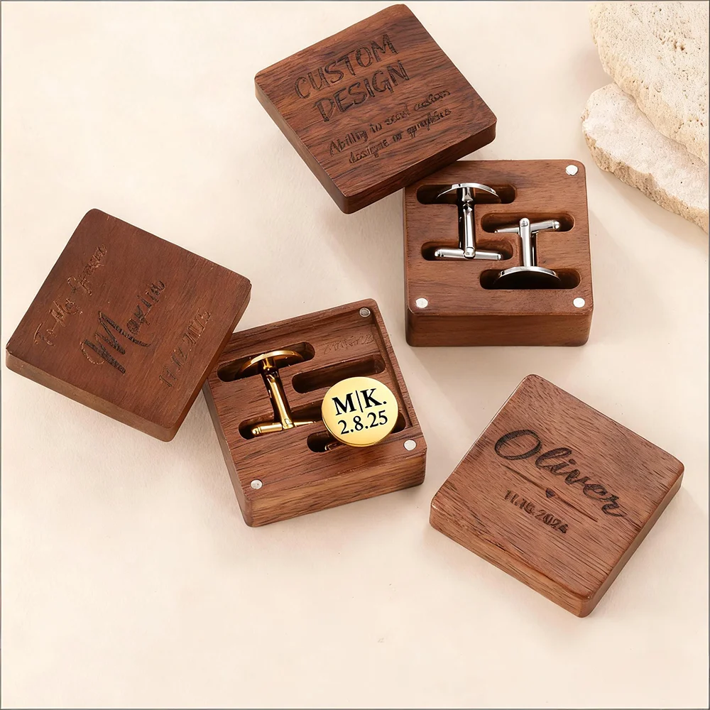 Personalized Engraved Cufflinks for Men – Monogram Initial & Date