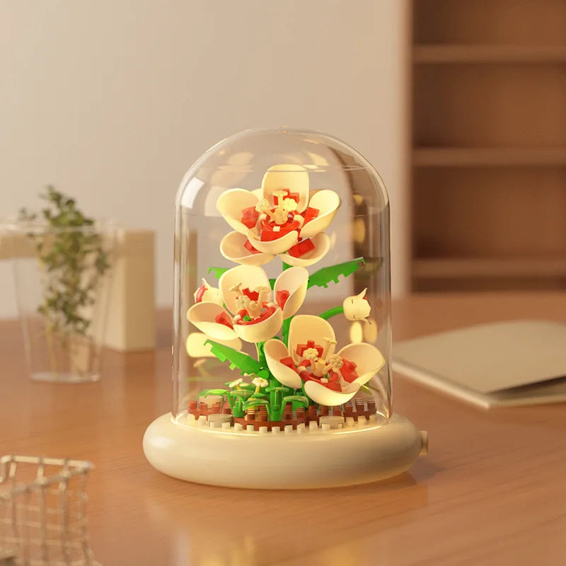 2026 Valentine's Day Gift Handmade Assembly of Building Blocks Flowers Roses Couple Gift Birthday Desktop Decoration Ornament