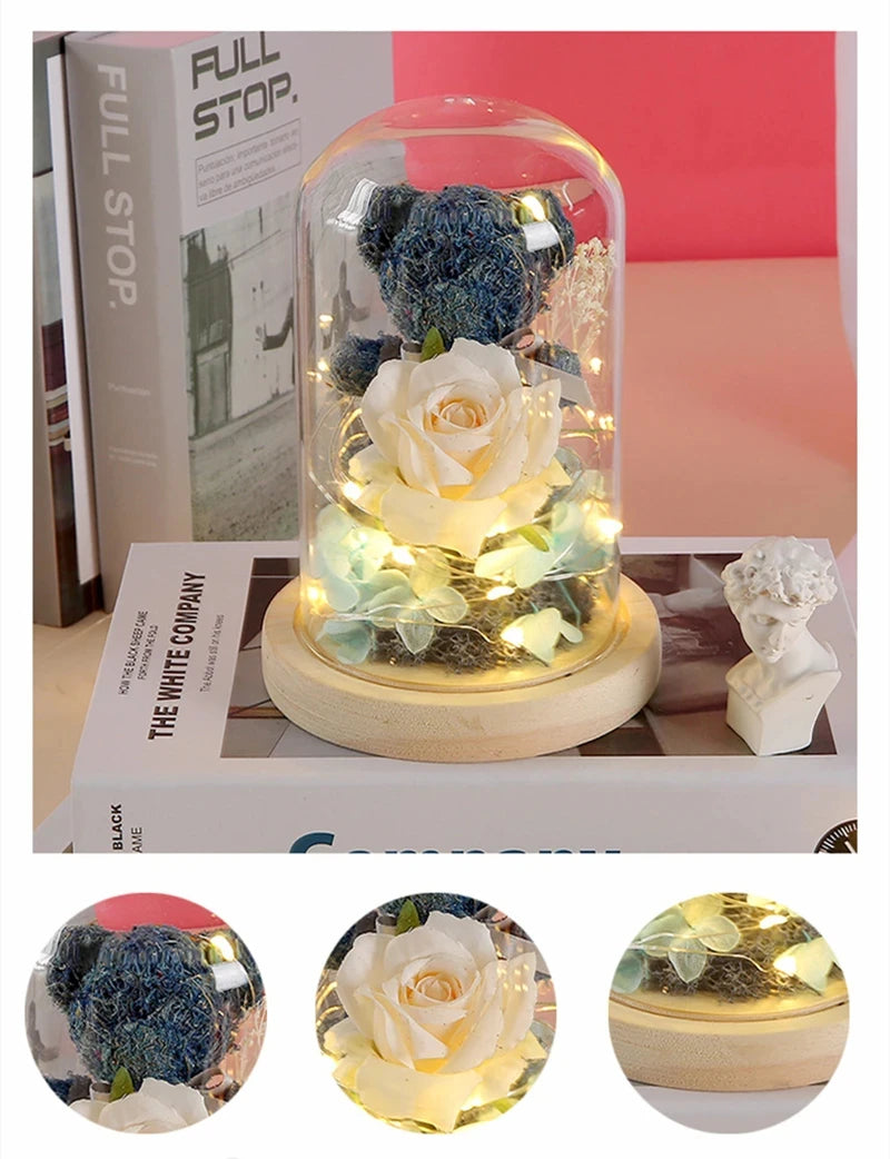 LED Rose Gift - Eternal Flower in Glass Dome | Mother’s Valentine’s Day Birthday Gift