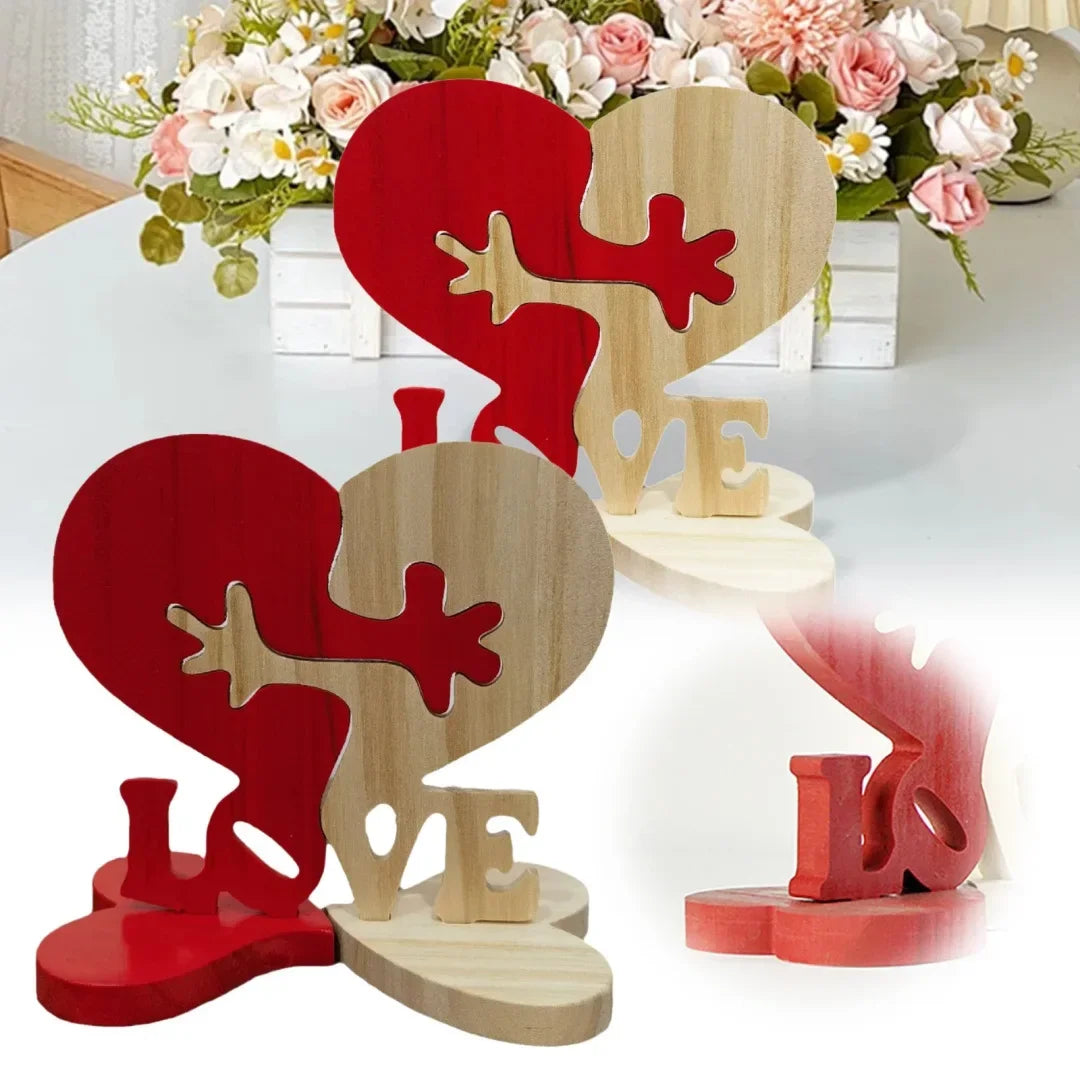 Wooden Heart-shaped Ornament Valentine's Day Gifts Love Wedding Table Decoration Rose Arrangement Room Decoration Accessories