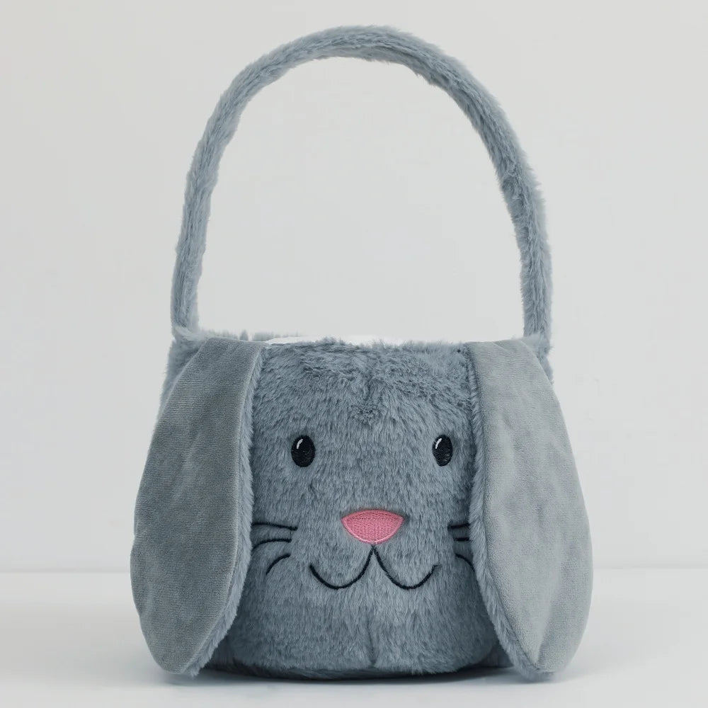 Easter Bunny Basket for Kids - Plush Egg Hunt Bag