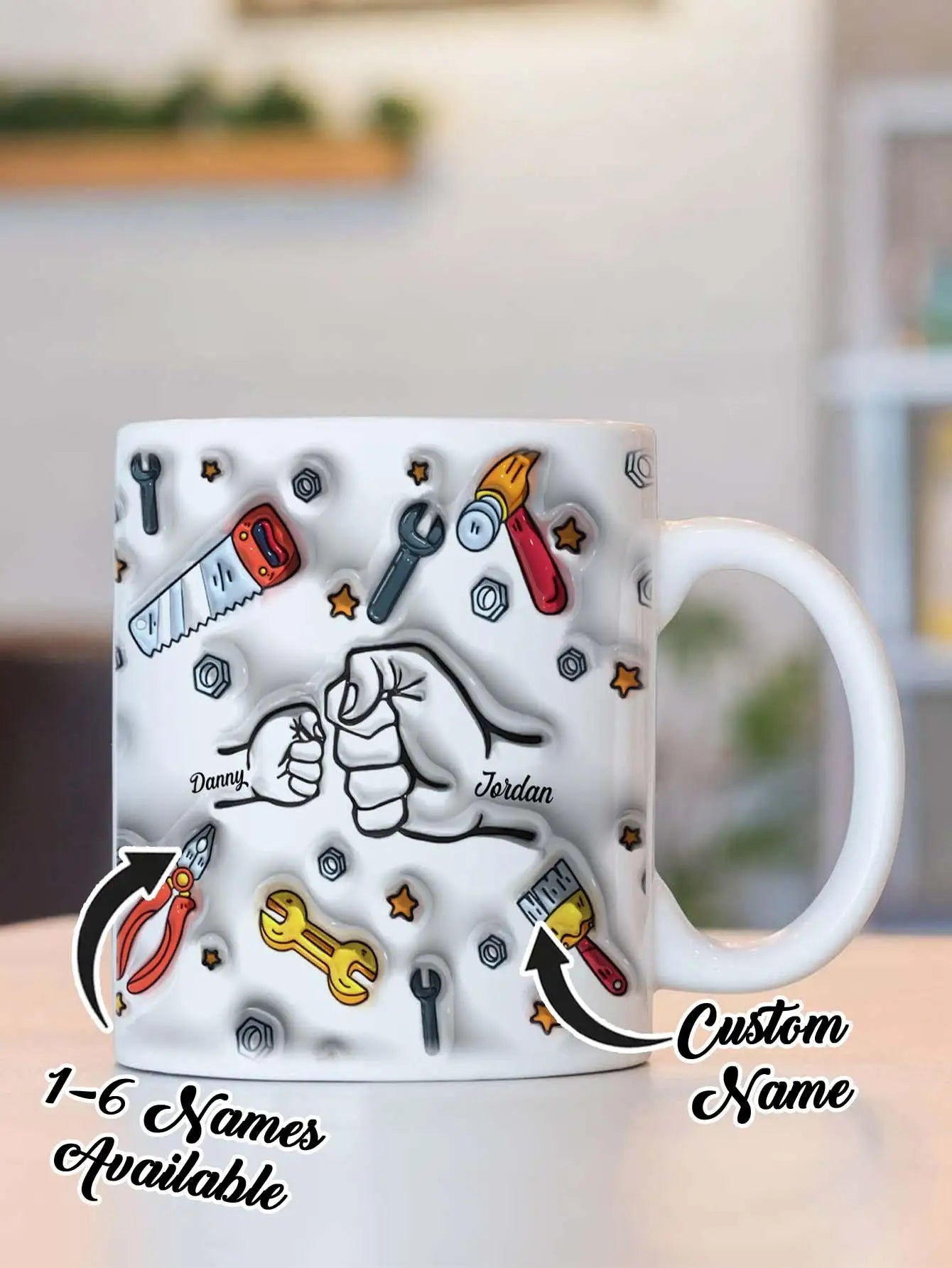 Personalized Dad 11oz 3D Mug for Father's Day Custom Name Coffee Cup with 3D Text Effect8