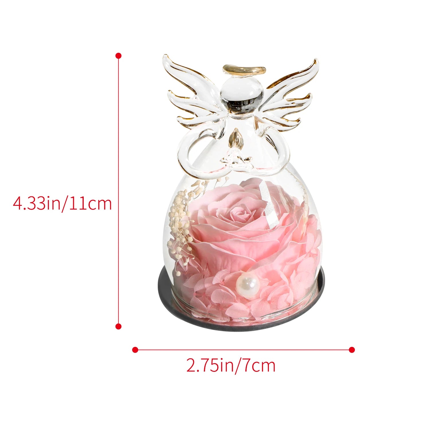 Gifts for Women Enchanted Soap Rose In Angel Glass Dome Eternal Artificial Flower Christmas Valentine's Day Gifts Wedding Supply