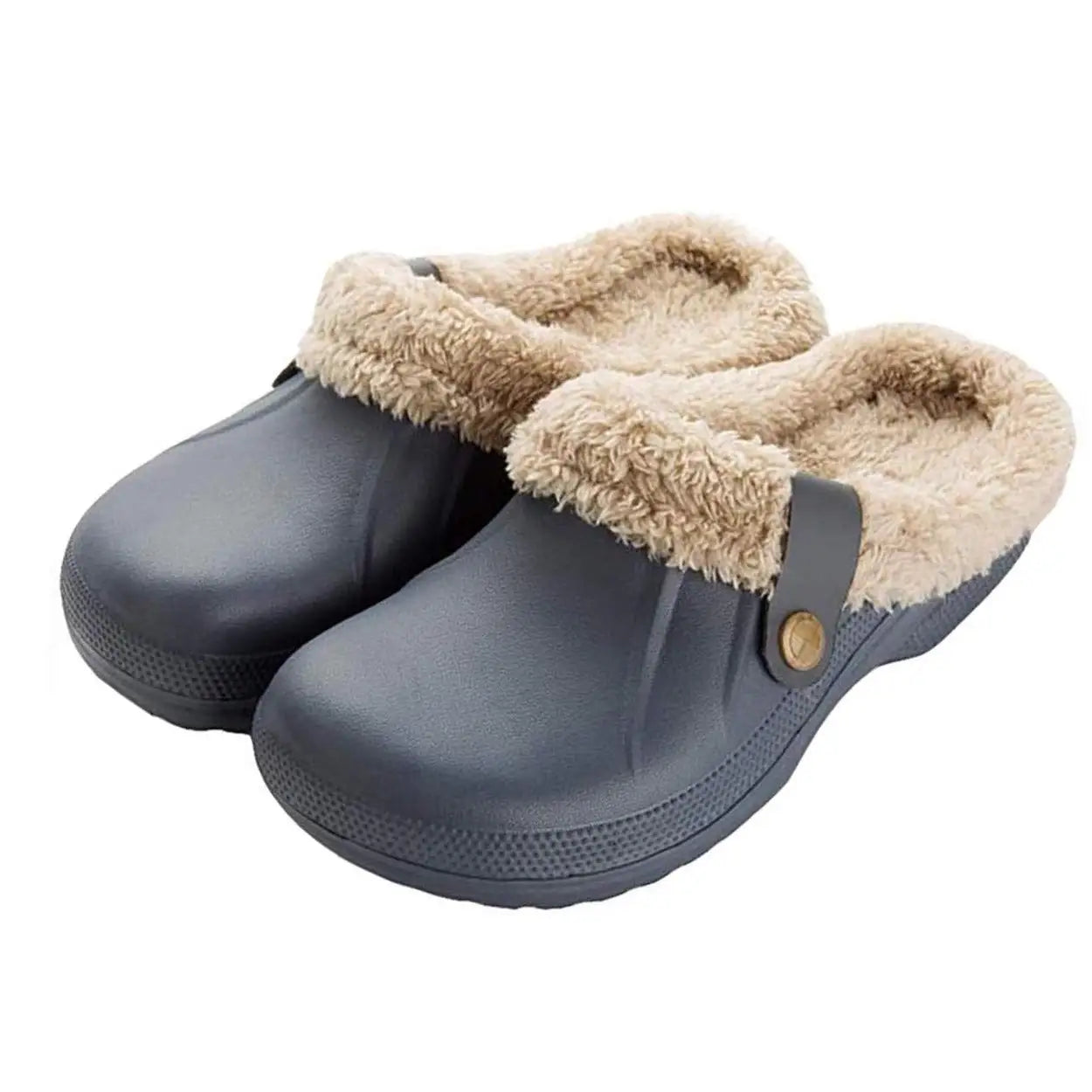 Men's Waterproof Fur Slippers – Warm Non-Slip Winter Shoes