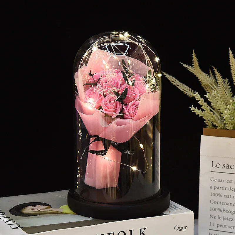 LED Rose Gift - Eternal Flower in Glass Dome | Mother’s Valentine’s Day Birthday Gift