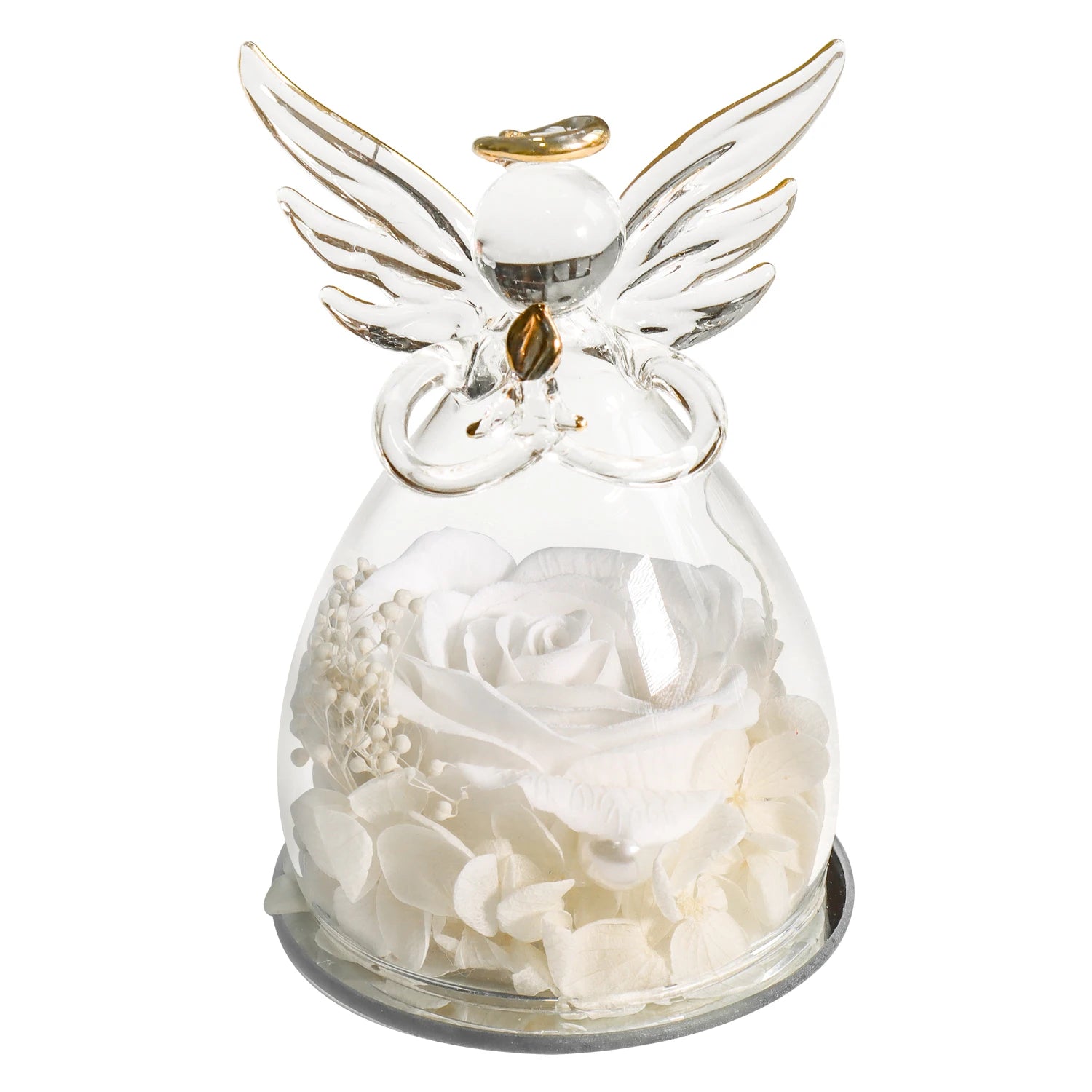 Soap Rose in Angel Glass Dome - Eternal Flower Gift