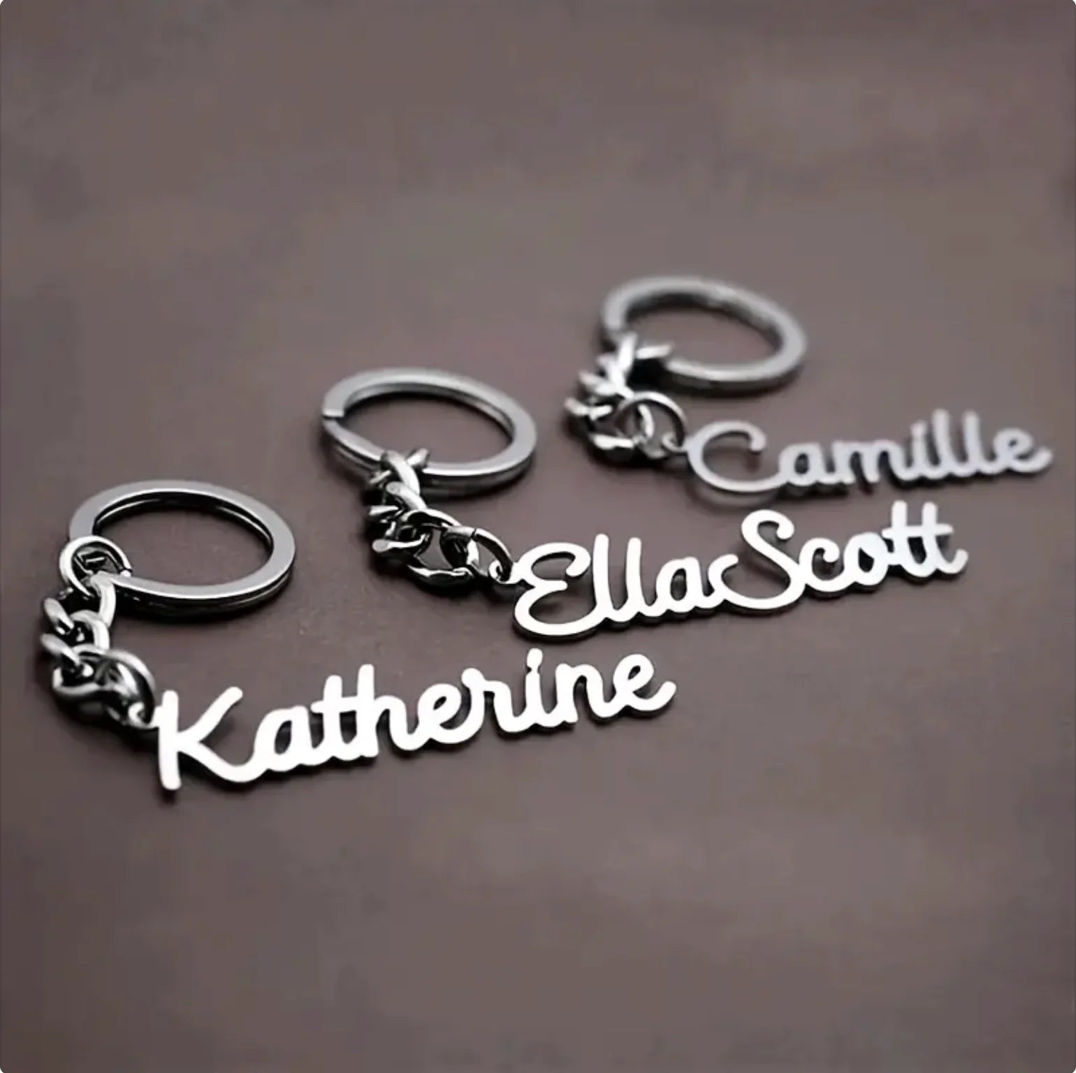 Personalized Name Keychain - Custom Shape Tag Key Ring Mothers Day Anniversary Birthday
